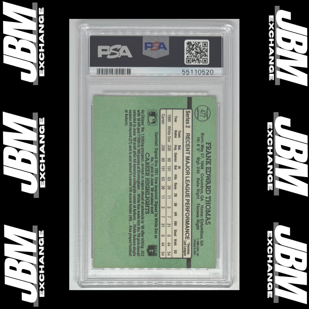 1991 DONRUSS #477 FRANK THOMAS WHITE SOX HOF PSA 8 (error card-No