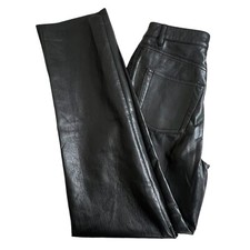 Wilfred Aritzia Melina High Rise Faux Leather Straight Leg Pant Vegan Black 2