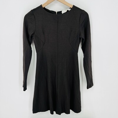 Amanda Uprichard Brown Long Sleeve Ponti Fit & Flare Dress Size Small Revolve