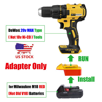 1 Adapter Convert for Milwaukee M18 RED Battery To fits DeWalt 20v MAX Type Tool