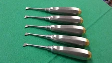 5 O.R GRADE CRYER Left ROOT ELEVATORS DENTAL Instruments W/ Gold Handle