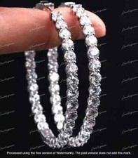 4Ct Round Cut Lab-Created Diamond Inside-Out Hoop Earrings 14K White Gold Finish