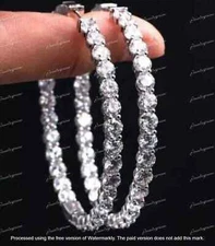 4Ct Round Cut Lab-Created Diamond Inside-Out Hoop Earrings 14K White Gold Finish