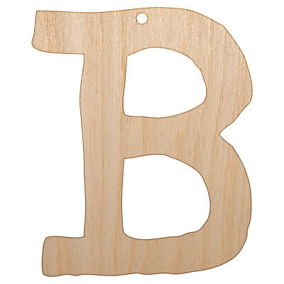 Letter B Uppercase Cute Typewriter Font Unfinished Wood Christmas Tree Ornament