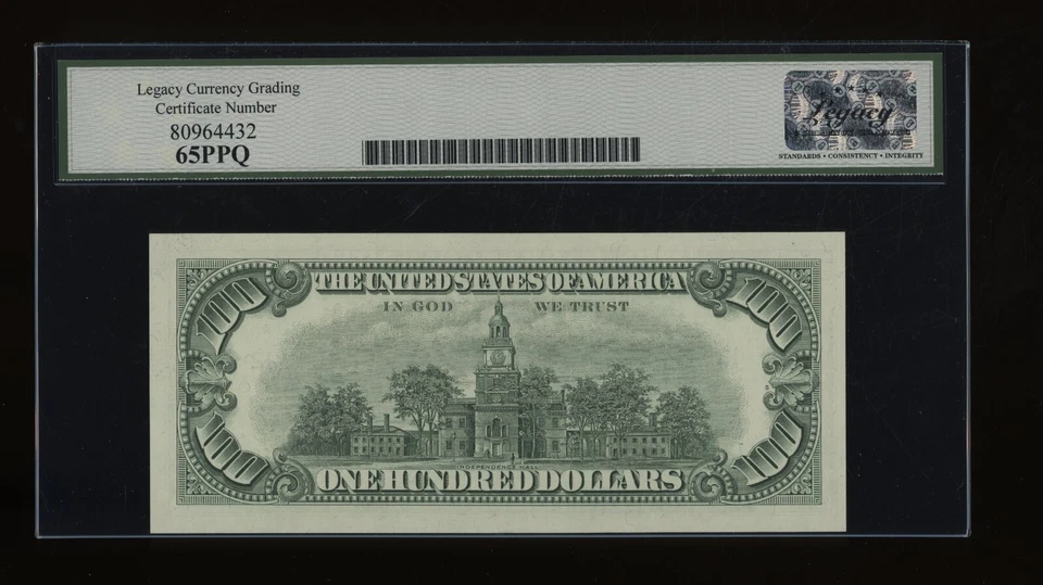 DBR 1963-A $100 San Francisco STAR Gem Fr. 2163-L* Legacy 65 PPQ Ser L00217170* - Image 2 of 2