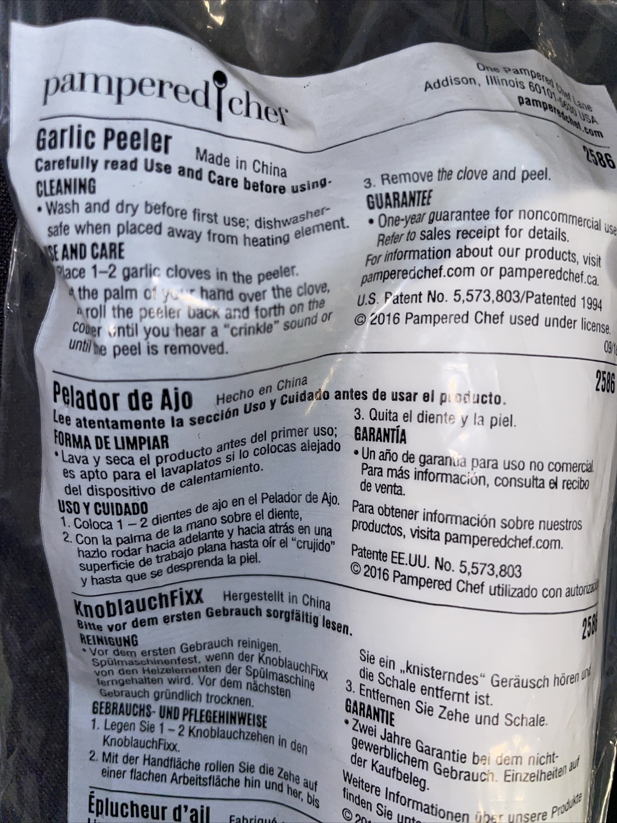 Pampered Chef Garlic Peeler 2586 NEW in Package eBay