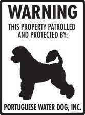 Warning Portuguese Water Dog - Lion Property Protected Aluminum Dog Sign 9 x 12