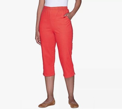 Denim & Co Size XL (18-20) (X-Large) Women's Original Stretch Capri Pants Coral