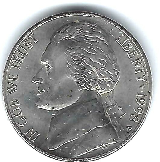 1998-P Philadelphia Uncirculated Jefferson Nickel Five Cent Coin
