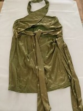 Pretty Little Thing Shape Olive Metallic Wrap Cut Out Bodycon Dress Size 16