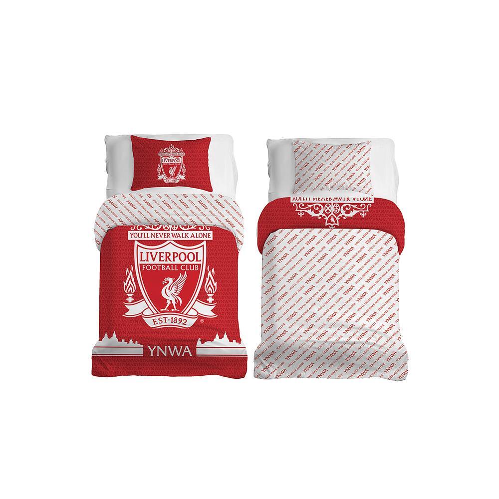 Set Copripiumino Singolo Liverpool FC Con Crest Del Club Reversibile Football