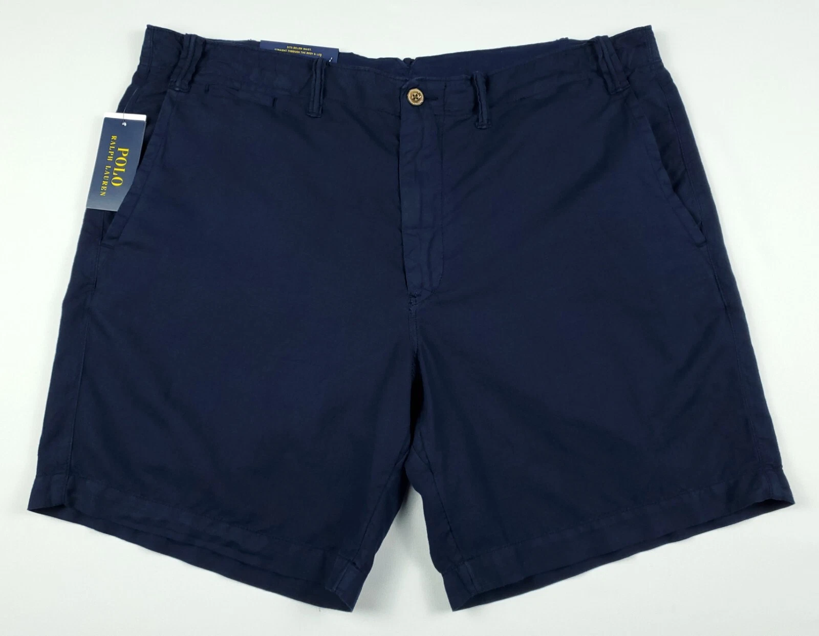 Polo Ralph Lauren Men's 38 Linen Blend Shorts Straight Fit Navy Blue NWT