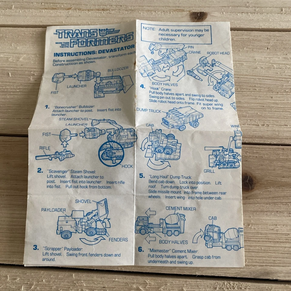 Transformers G1 Construction Devastator Assembly Instructions Sheet Vintage - Image 2 of 4