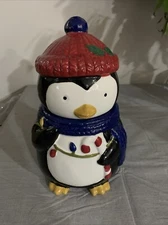 Winter Wonder Lane Christmas Penguin Cookie Jar Brand New 11” Tall