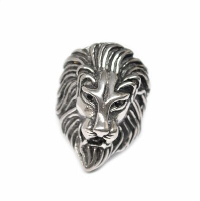 Edelstahl Ring Finger Silber Schwarz Damen Herren Massiv Gothig Biker Löwe