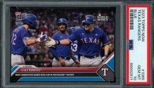 2023 MLB TOPPS NOW #1065 Rangers Most Consecutive Games W/ HR BLUE 47/49 PSA10