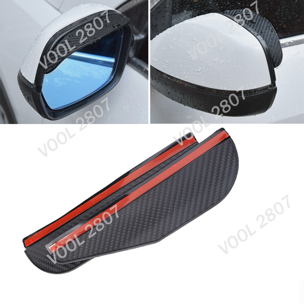 2-Pack Carbon Fiber Side Mirror Rain Guards Sun Visor Eyebrow Cover