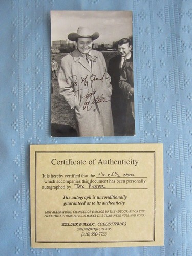 SELTEN SIGNIERT ORIGINAL MIT COA TEX RITTER OFFEN BESCHRIFTET 3 1/2 X 5 1/2 FOTO
