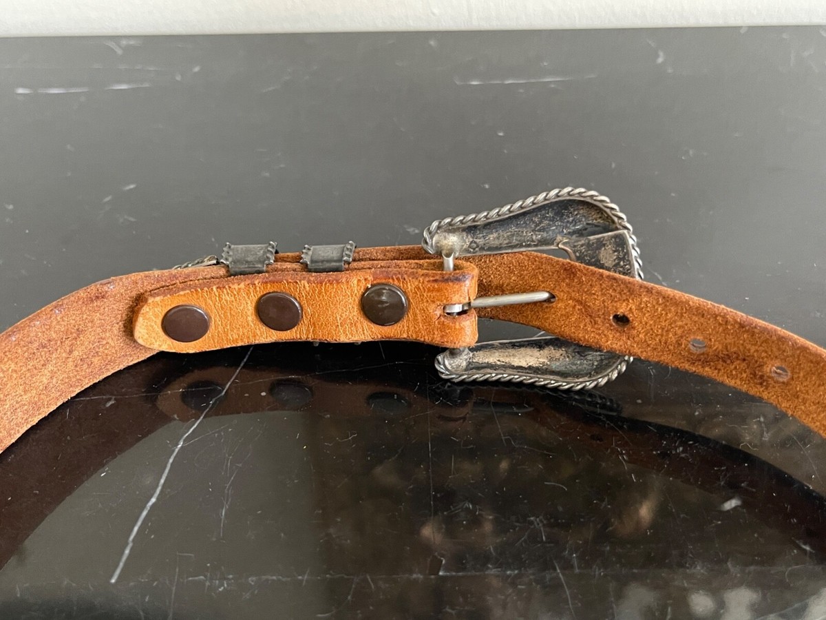 Vintage Leather Belt Fritch Bros Sterling Silver Buckle | eBay