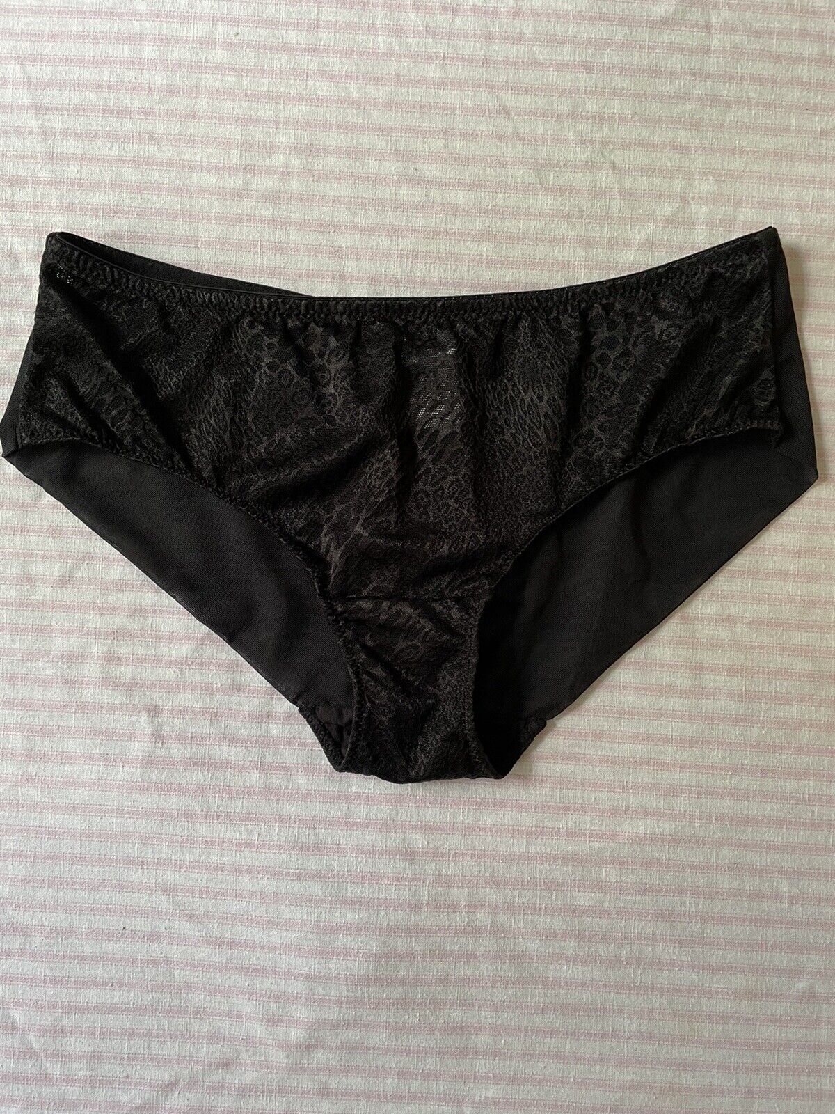 vintage 90s y2k black lace sheer panties boyshort siz… - Gem