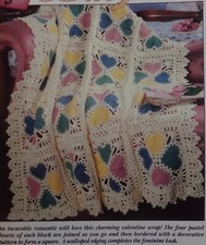 Lacy valentine afghan;  997-16-17  vintage crochet pattern