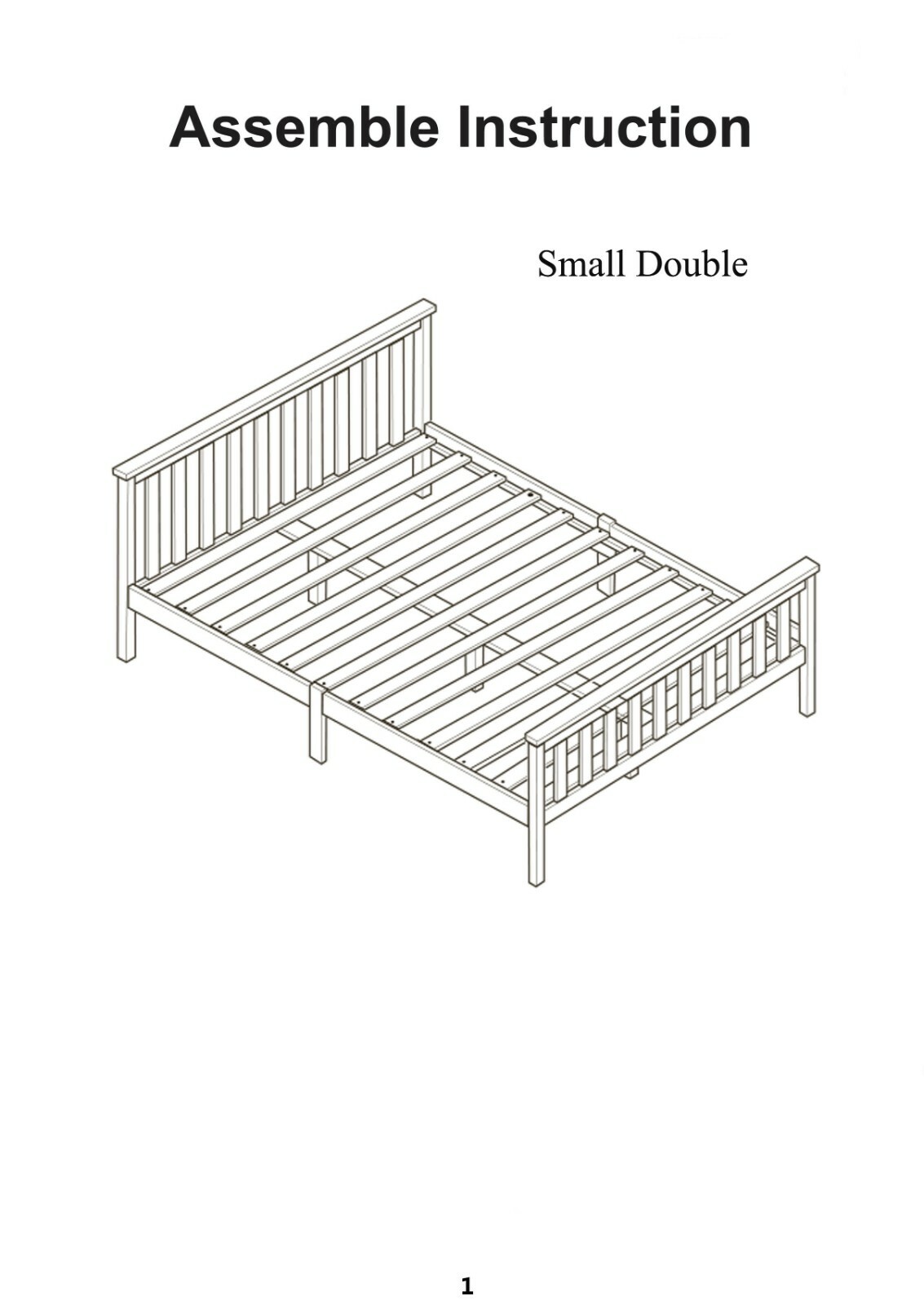 White Wooden Bed Frame 4Ft Pine Wood Small Double Solid Shaker Style