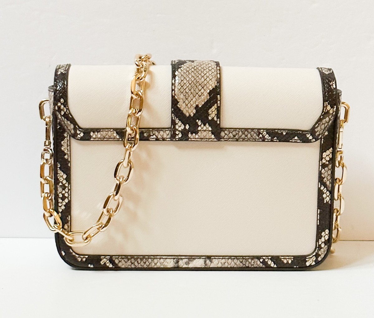 MICHAEL KORS CARMEN MD CONVERTIBLE SHOULDER FLAP BAG EXOTIC LIGHT