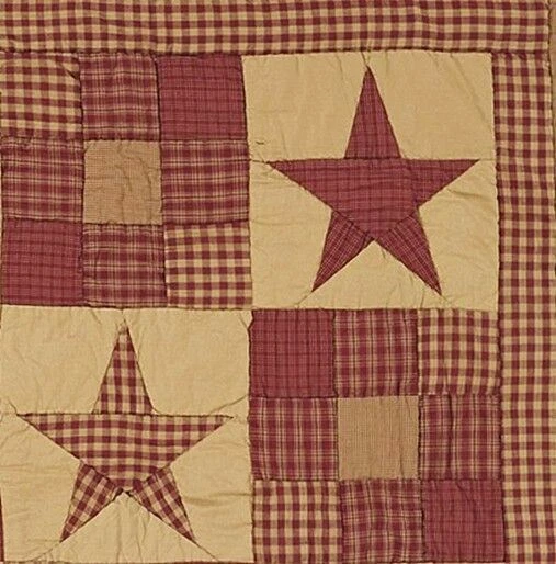 50英寸x60英寸绗缝悬挂毯子乡村拼布勃艮第Ninepatch Star — 第 3/4 张图片