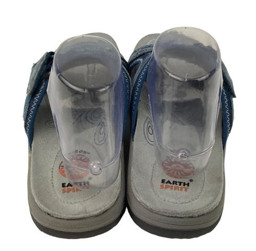Earth Spirit Sandals Womens 9.5 Blue Leather Slip On Causal Comfort Slide Summer - Picture 7 of 11