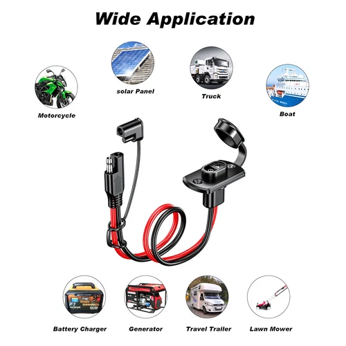 1FT 12AWG SAE Power Socket Sidewall Port To SAE Quick Connector Extension Cable - Picture 16 of 20