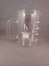 Rare Vtg HBarsci 500ml BORO 3.3 Glass Beaker with Handle Approx. Vol.