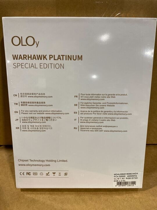 OLOy WARHAWK PLATINUM Special Edition RGB 16GB (2x8GB) DDR4 4000MHz RAM