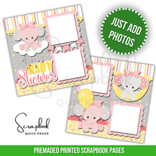 Baby Girl Shower Scrapbook Pages Pink PRINTED Premade Scrapbook Quick Pages 116