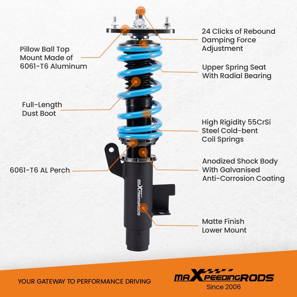 24 Click Damping Adjustable Coilovers Suspension Kit For Mazda 3 2004