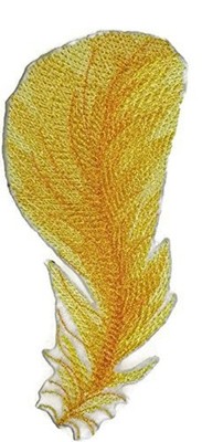 Custom and Unique Fancy Feather Collection [Yellow Bird Feather ] Embroidered Ir
