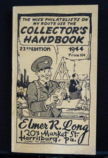 1944 Stamp Collectors HandBook Elmer R Long With Stamps 23rd Edition