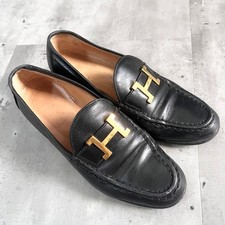 Hermes Bit Loafer Constance Leather Black Women's Size EU35/US4.5