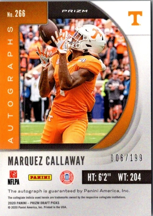 2020 Panini Prizm #266 Marquez Callaway Purple and Green Autographs #/199 - Image 2 of 2
