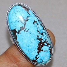925 Silver Plated Turquoise Ring US 8 New Year Jewelry Limited Stock Deal GW