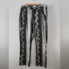 Fashion Nova Snake Print Straight Leg Cream Black Casual Pants Size 1X
