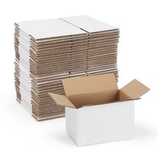 6x4x4 Boxes Set of 40, White Corrugated Cardboard for Small Business Mailing