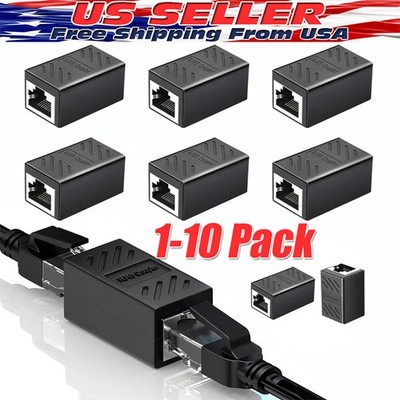 1-10pcs RJ45 Inline Coupler Cat6/Cat5e Ethernet Network Cable Extender Connector