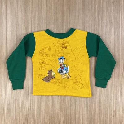 Vintage Shirtees Sweater Boys 4-5 Yellow Mickey Mouse Club Donald Duck 70s Play