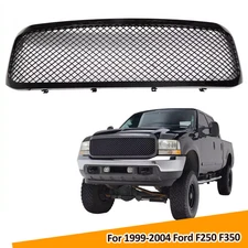 For 1999-2004 Ford F250 F350 Front Bumper Upper Grille Glossy Black Trim Grill