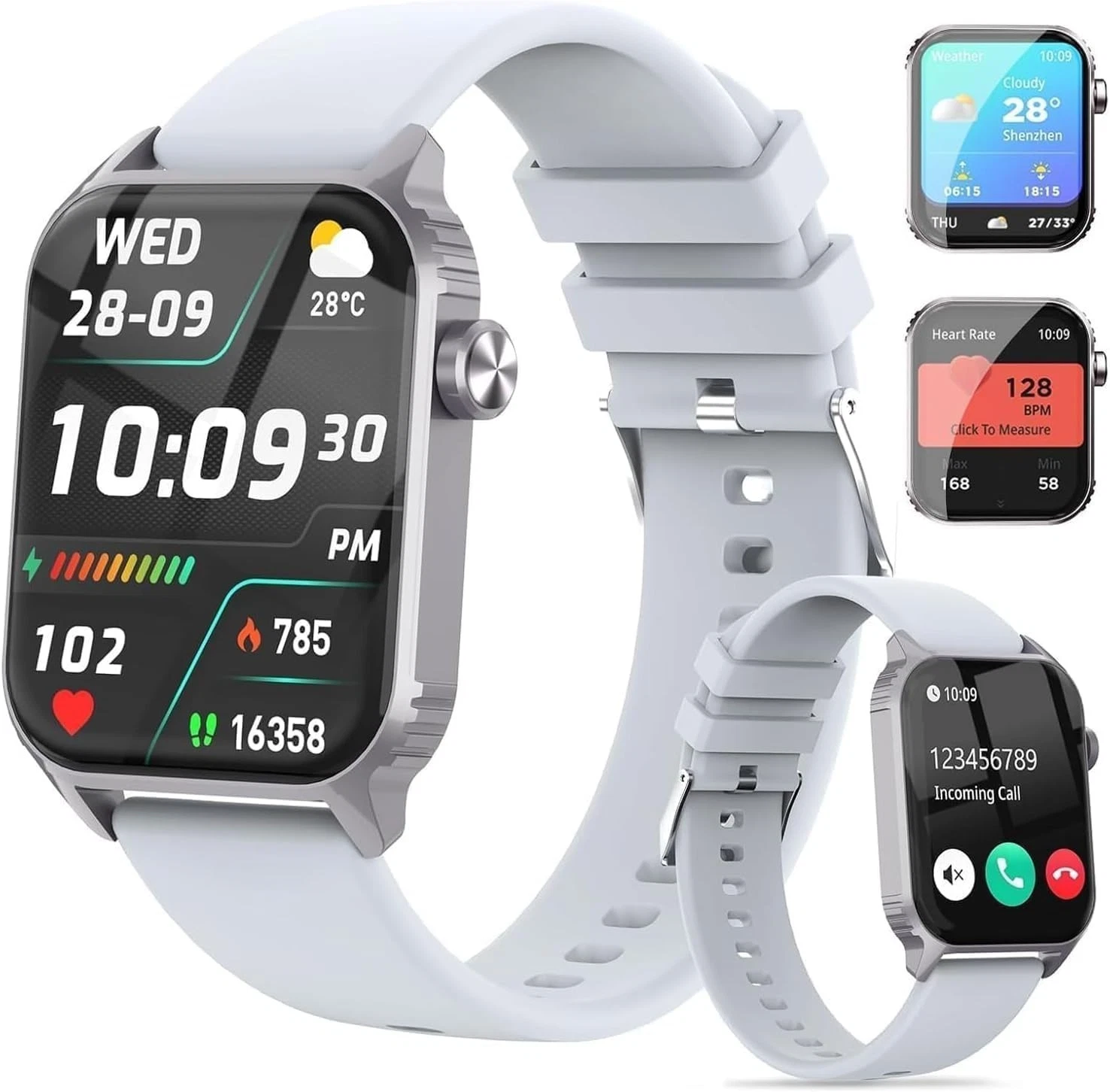 TRAUSI TG08 Silver Smart Watch 1.83 HD Bluetooth Call 120 Sport Heart Sleep