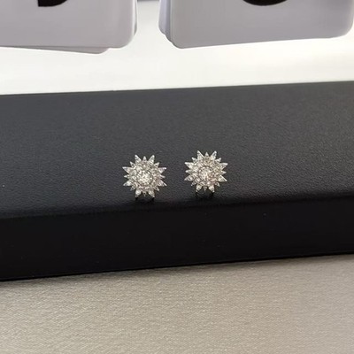 9mm CZ Sun Stud Earrings for Men Women,Streetwear Punk Hip Hop Unisex Style