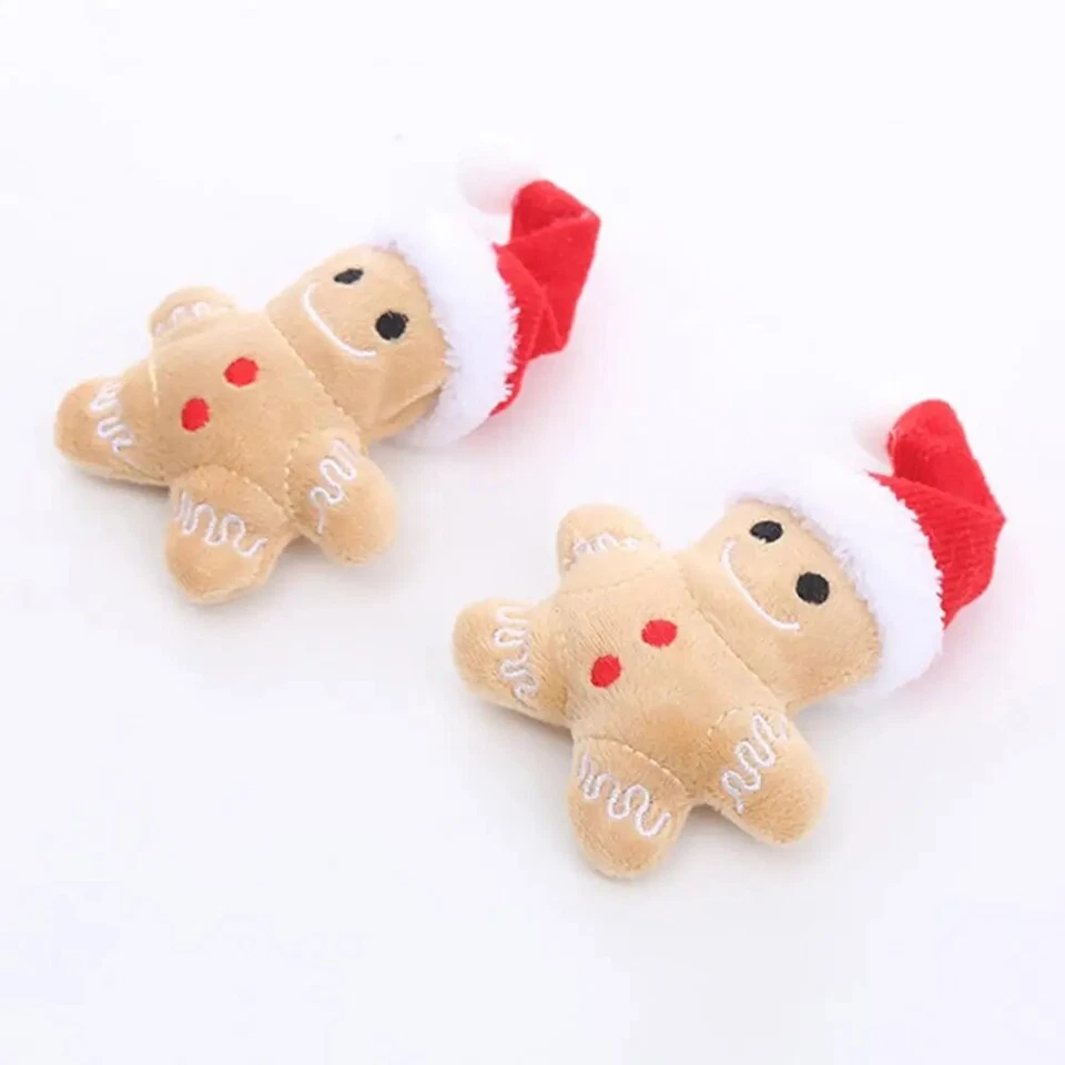2pcs Small Christmas Catnip Toys Cats Kittens Gingerbread Man Santa Xmas Cat Nip - Image 2 of 4