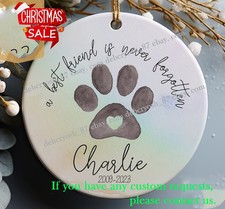 Pet Memorial Ornament - Pet Memorial Ornament with Rainbow Background and Paw...