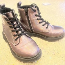 Art Class Combat Boots Girl s 2 Metallic Zipper Lace Up Boots