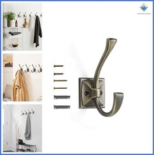 Vintage Wall Hooks 2 Pack Brushed Antique Brass Coat Towel Key Hanging